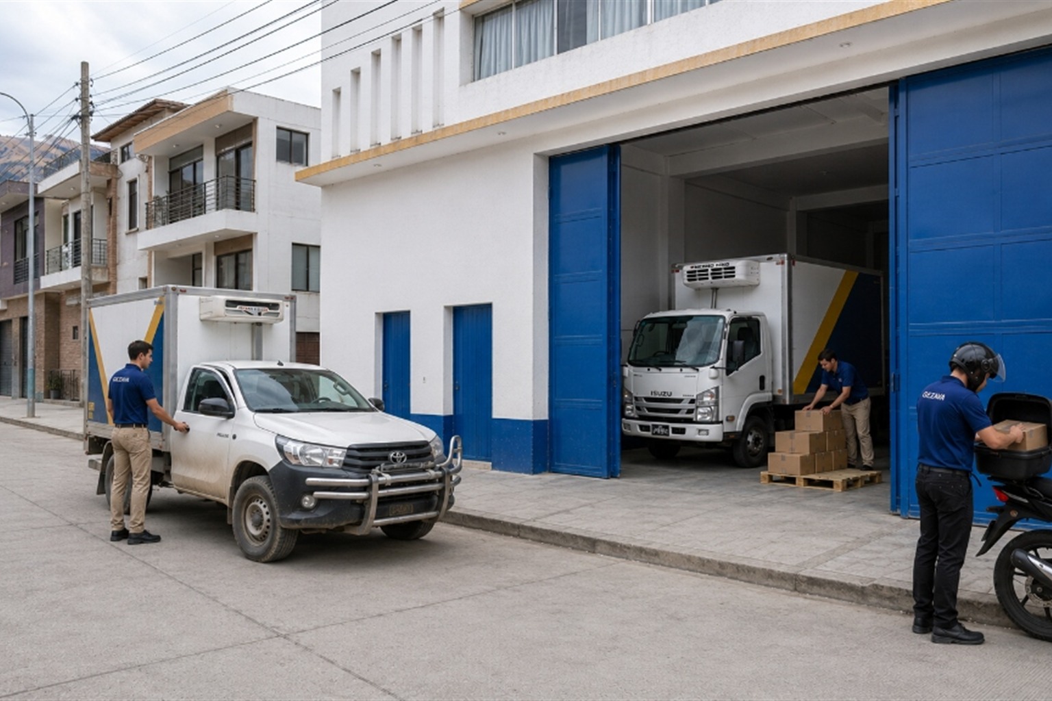 Representante de GEZAVA asegurando un paquete para una ruta coordinada